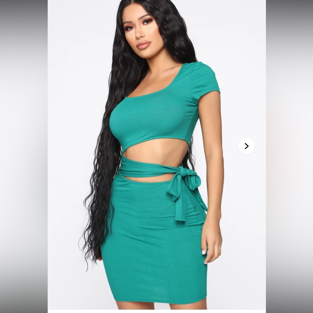 Teal Side‎ Tie Mini Dress